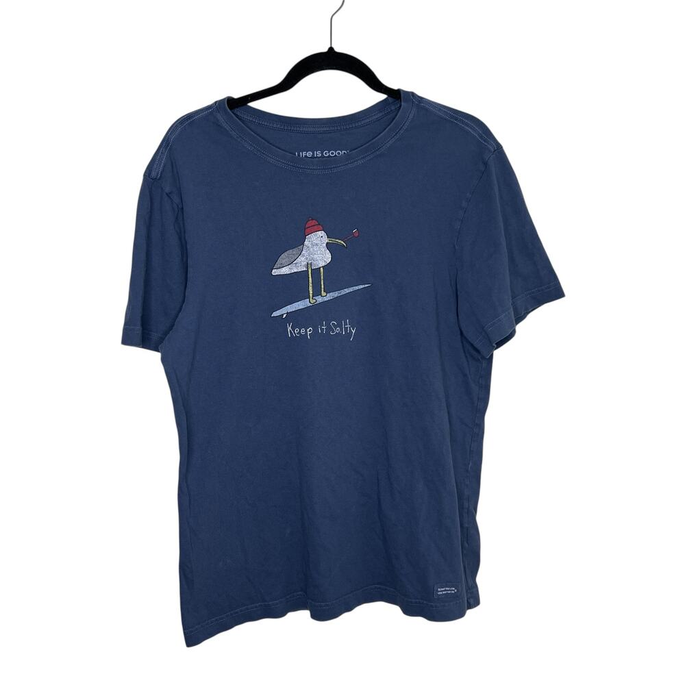 Life Is Good " Keep is Salty" Crusher Blue Short Sleeve Tee Size Medium